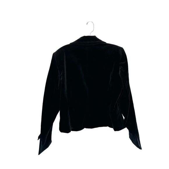 Escada Black Velvet Cotton Blend Tie Front Blazer Size 42 - Picture 8 of 11